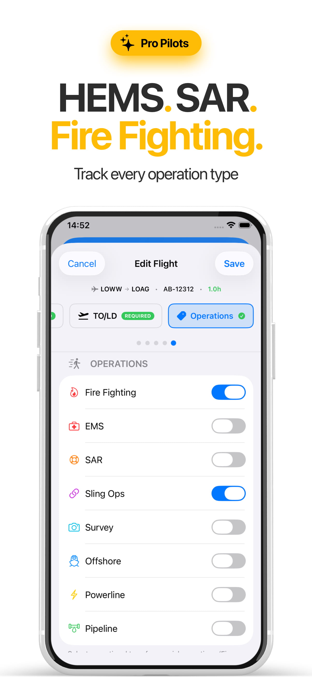 Edit flight with operations tracking