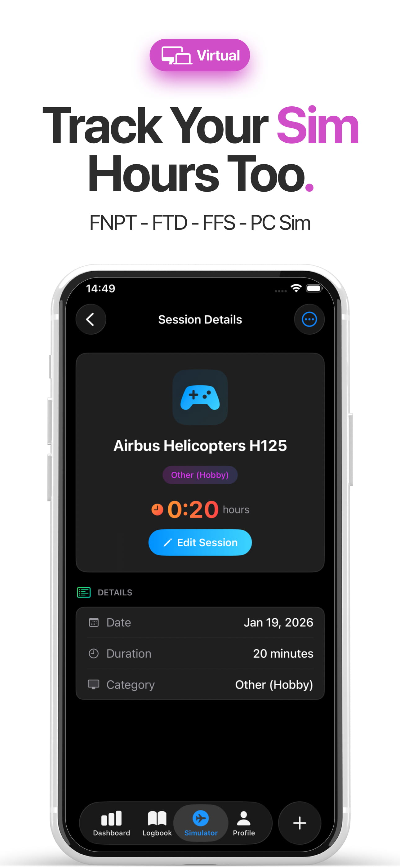 Simulator flight logging