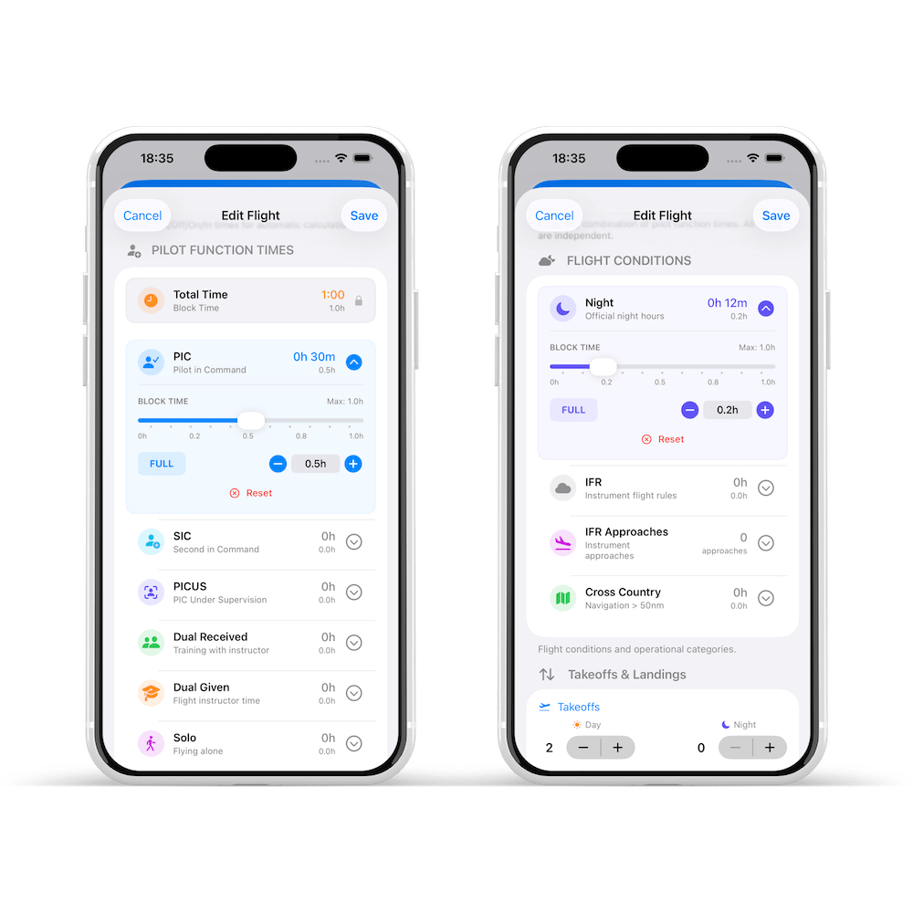 PilotLinked iOS App - Dashboard and Logbook